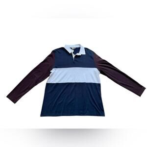 ASOS Men’s long sleeve colorblock rugby polo size 2XL casual streetwear cotton